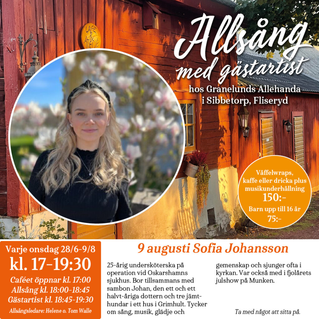 Affisch med text och bild på Sofia Johansson