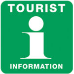 Illustration av en kvadratisk skylt. Text på skylten är "Turistinformation".