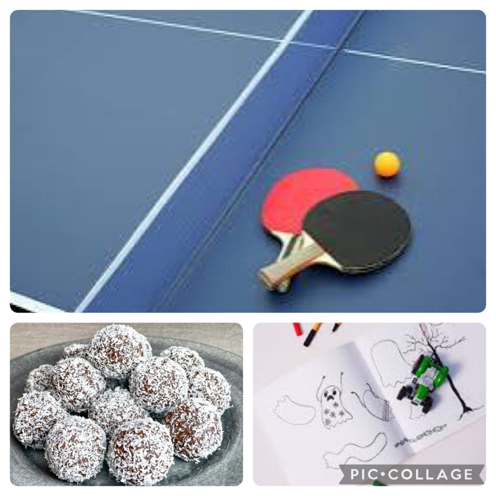 Pingisracket, chokladbollar och pyssel.